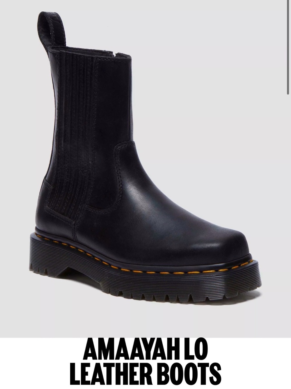 Dr. Martens Black Leather Platform Chelsea Boot